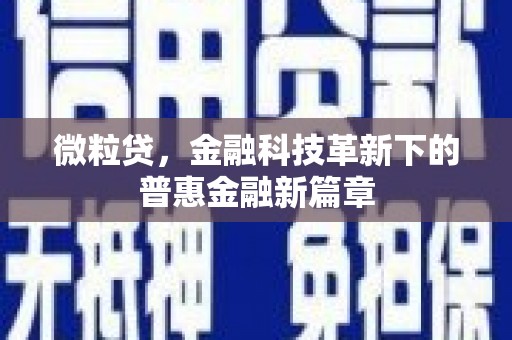 沅陵微粒贷，金融科技革新下的普惠金融新篇章